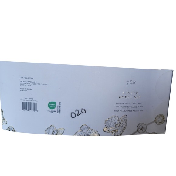 NWT Honey Orchid Full 6 Piece Sheet Set Floral Print Bedding Cream - Picture 2 of 3